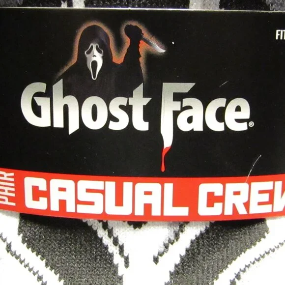 Socks | Shoe Size 8-12 | 6-Pair | Casual Crew | Ghost Faces | Uni-Sex - Picture 2 of 5